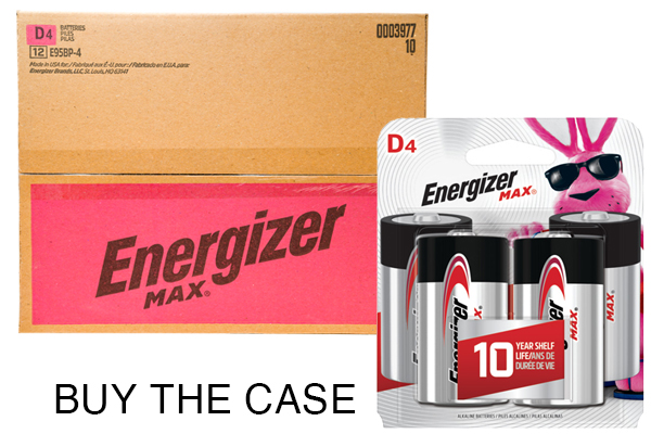 Case of D Energizer MAX E95BP-4 Alkaline Batteries (12 Cards of 4)
