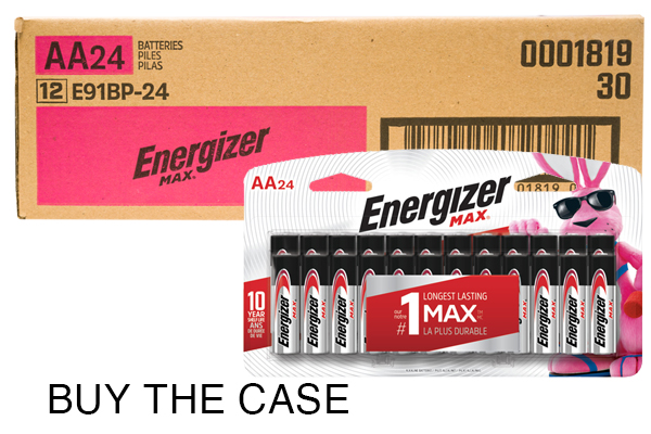 Case of AA Energizer MAX E91BP24 Alkaline Batteries (12 Cards of 24)