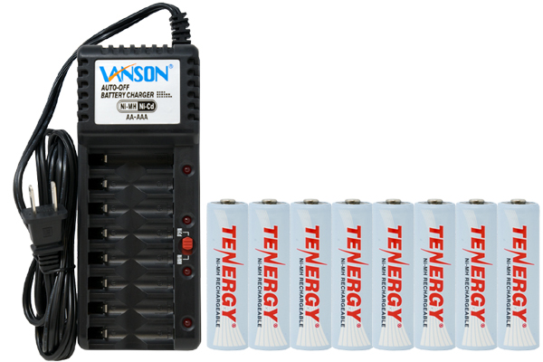 V-868 8 Bay AA & AAA Charger + 8 AA Tenergy NiMH Rechargeable Batteries (2500 mAh)