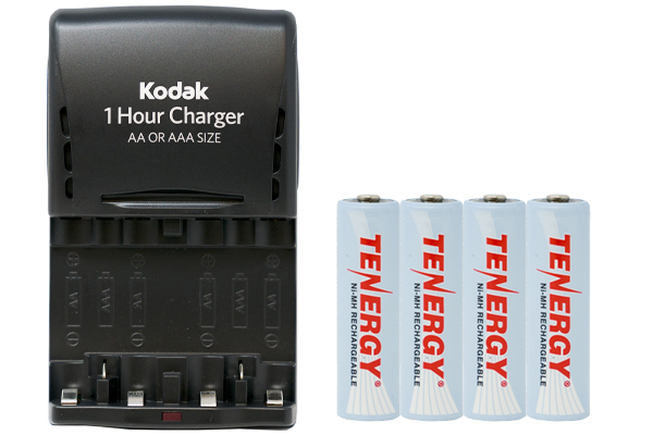 Kodak AA / AAA Smart Charger + 4 AA Tenergy NiMH Rechargeable Batteries (2500 mAh)
