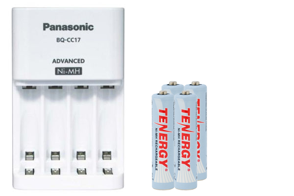 Panasonic BQ-CC17 Smart Battery Charger + 4 AAA Tenergy NiMH Rechargeable Batteries (1000 mAh)	