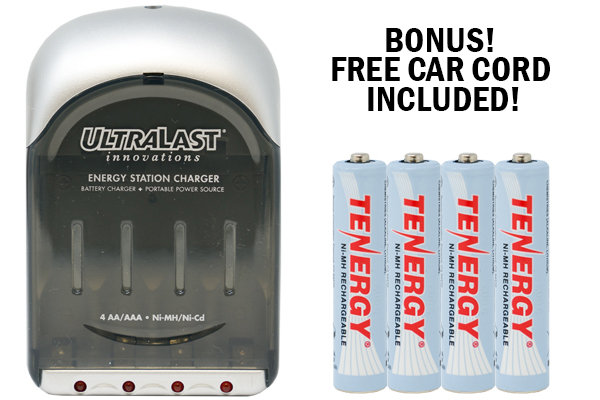 UltraLast AA / AAA Smart Battery Charger + 4 AAA Tenergy NiMH Rechargeable Batteries (1000 mAh)	