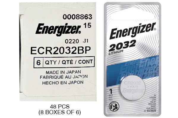 48 x CR2032 Energizer 3 Volt Lithium Coin Cell Batteries (On a Card)