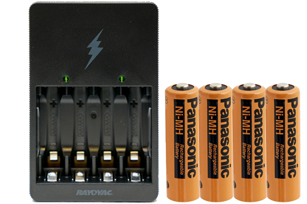 Rayovac AA / AAA Compact Charger + 4 AA NiMH Panasonic 2000 mAh Rechargeable Batteries