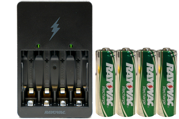 Rayovac AA / AAA Compact Charger + 4 AA Rayovac Pre-Charged NiMH Batteries (1350 mAh)