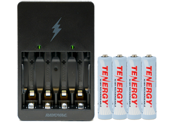 Rayovac AA / AAA Compact Charger + 4 AAA Tenergy NiMH Rechargeable Batteries (1000 mAh)