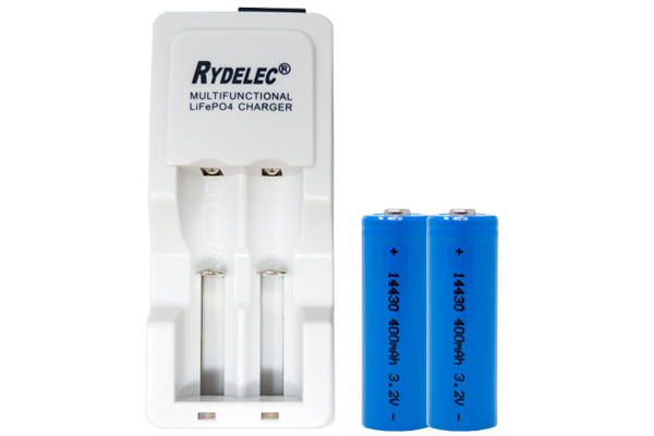 Lithium Phosphate Charger + 2 x 3.2 Volt 400 mAh LiFePO4 14430 Batteries