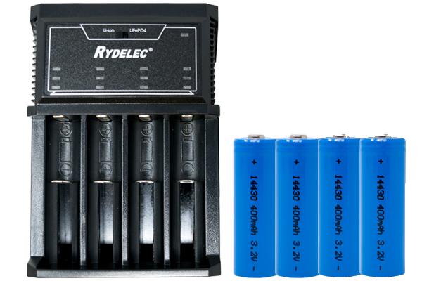 T4 4 Slot Smart Charger + 4 x 3.2 Volt 400 mAh LiFePO4 14430 Batteries
