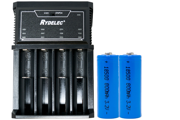 T4 4 Slot Smart Charger + 2 x 18500 3.2 Volt LiFePO4 Batteries (800 mAh)