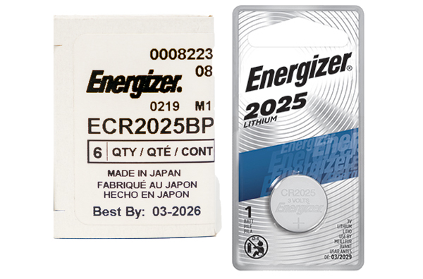 6 x CR2025 Energizer 3 Volt Lithium Coin Cell Batteries (On a Card)