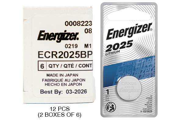 12 x CR2025 Energizer 3 Volt Lithium Coin Cell Batteries (On a Card)