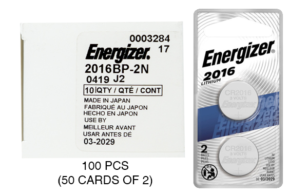 100 x CR2016 Energizer 3 Volt Lithium Coin Cell Batteries (50 cards of 2)