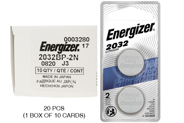20 x CR2032 Energizer 3 Volt Lithium Coin Cell Batteries (10 Cards of 2)