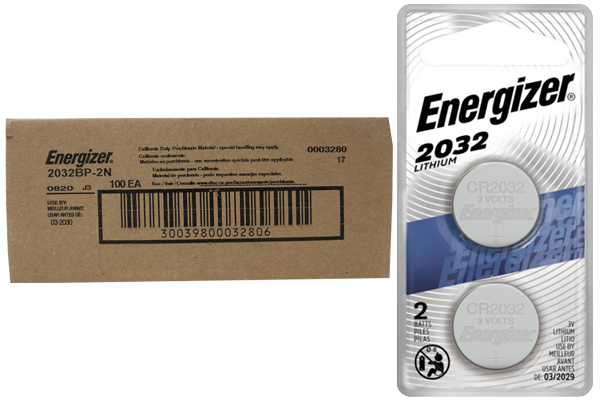 200 x CR2032 Energizer 3 Volt Lithium Coin Cell Batteries (100 Cards of 2)