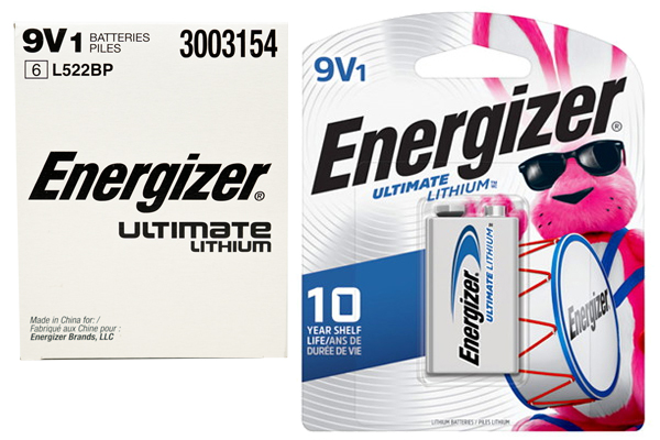 6 x 9 Volt Energizer Ultimate Lithium Batteries (L522)