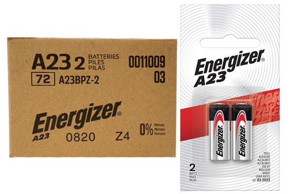144 x Energizer A23 12 Volt Alkaline Batteries (72 Cards of 2)