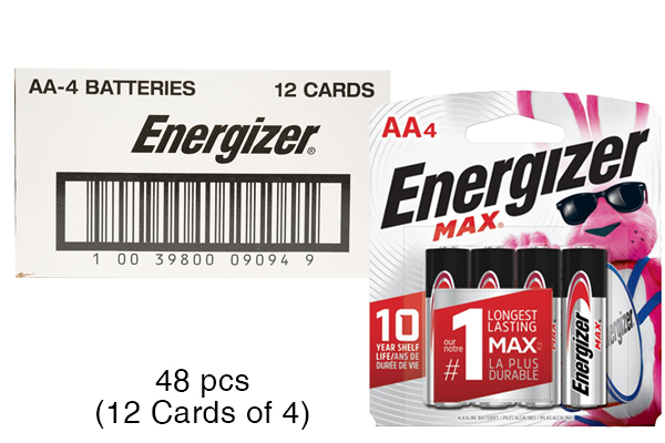 48 x AA Energizer MAX E91BP-4 Alkaline Batteries (12 Cards of 4)
