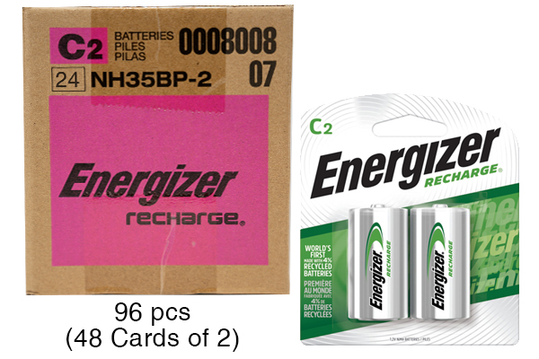 96 x C Energizer Rechargeable NiMH Batteries (2500 mAh) (48 Cards of 2)