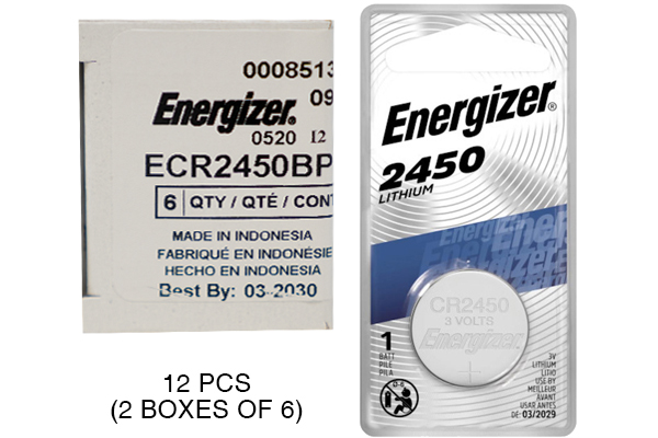 12 x CR2450 Energizer 3 Volt Lithium Coin Cell Batteries (On a Card)
