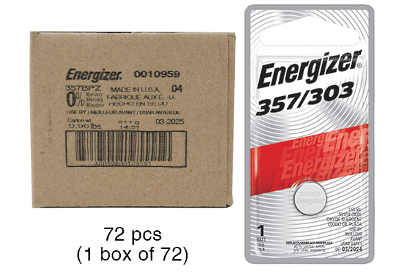 72 x 303 / 357 Energizer Silver Oxide Button Batteries (LR44)