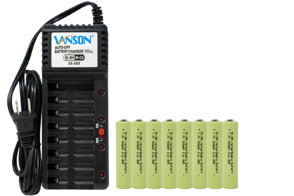 V-868 8 Bay AA & AAA Charger + 8 AAA (900 mAh) NiMH Batteries