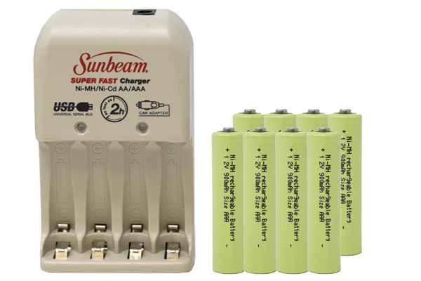 Sunbeam AA / AAA Battery Charger + 8 AAA NiMH Batteries (900 mAh)