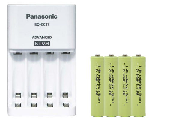 Panasonic BQ-CC17 Smart Battery Charger + 4 AAA NiMH Batteries (900 mAh)	