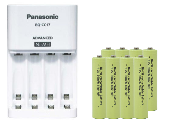 Panasonic BQ-CC17 Smart Battery Charger + 8 AAA NiMH Batteries (900 mAh)	
