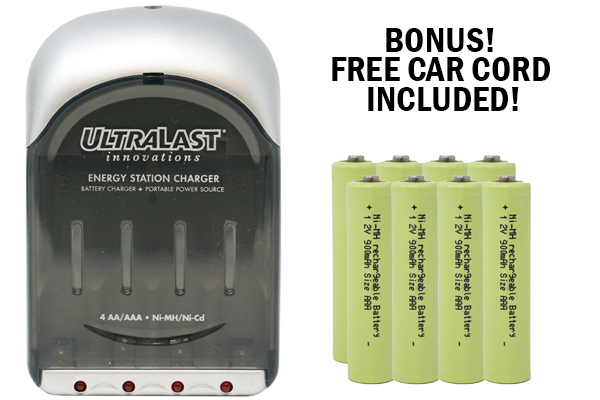 UltraLast AA / AAA Smart Battery Charger + 8 AAA NiMH Batteries (900 mAh)