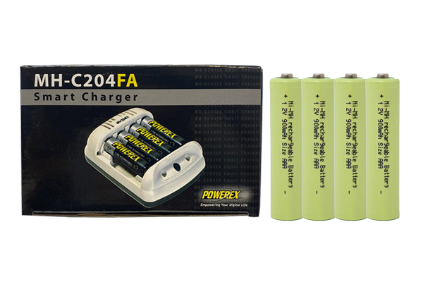 Powerex MH-C204FA AA / AAA Smart Battery Charger & 4 AAA NiMH Batteries (900 mAh)