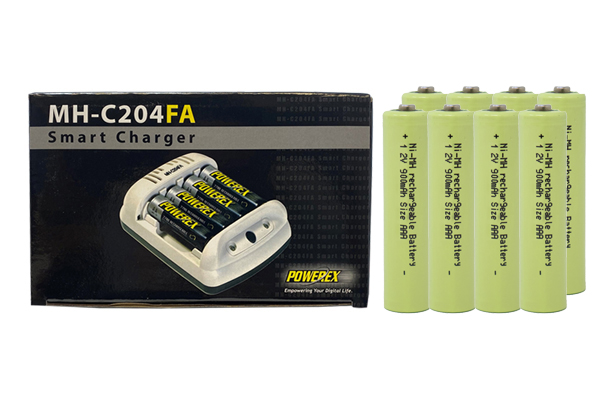 Powerex MH-C204FA AA / AAA Smart Battery Charger & 8 AAA NiMH Batteries (900 mAh)