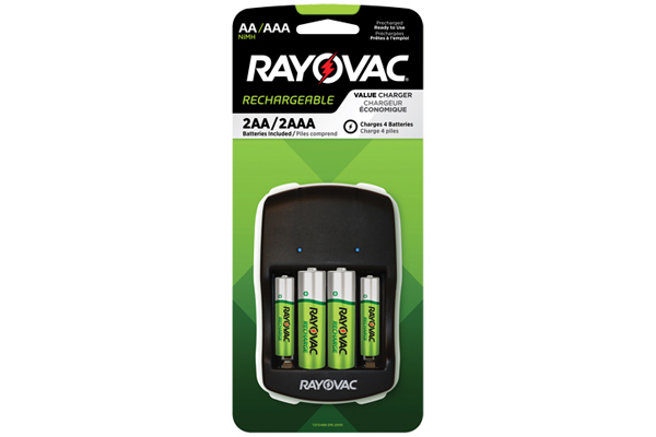 Rayovac Battery Charger + 2 AA (1350 mAh) + 2 AAA (600 mAh) NiMH Battery Combo