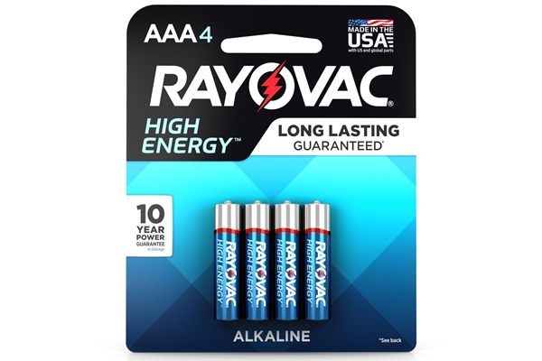 4 x AAA Rayovac High Energy Batteries (Carded)