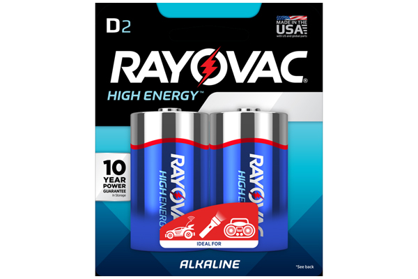 2 x D Rayovac High Energy Batteries (Carded)