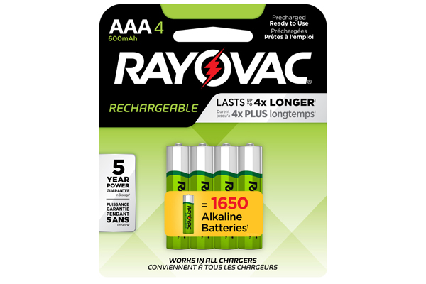 4 x AAA NiMH Rayovac 600 mAh Batteries (Carded)