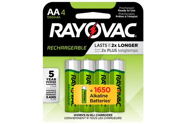 4 x AA NiMH Rayovac 1350 mAh Batteries (Carded)