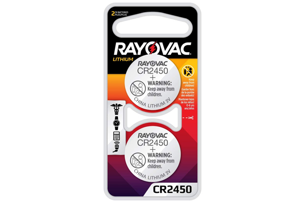 CR2450 Rayovac 3 Volt Lithium Coin Cell Batteries (2 on a Card)