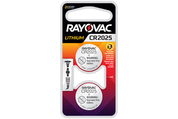 CR2025 Rayovac 3 Volt Lithium Coin Cell Batteries (2 on a Card)