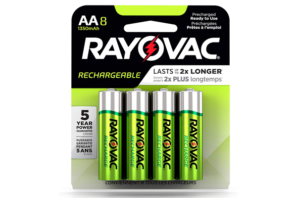 8 x AA NiMH Rayovac 1350 mAh Batteries (Carded)