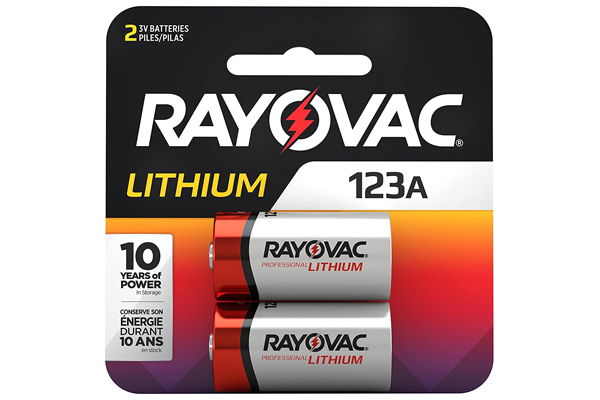 2 x Rayovac RL123A / Cr123A 3 Volt Lithium Battery (On a Card)