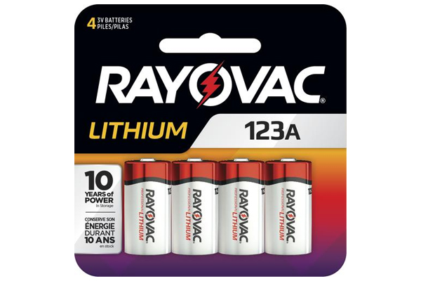 4 x Rayovac RL123A / Cr123A 3 Volt Lithium Battery (On a Card)