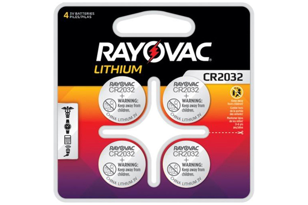 CR2032 Rayovac 3 Volt Lithium Coin Cell Batteries (4 on a Card)