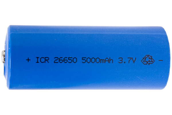 3.7 Volt 26650 Li-Ion Button Top Battery (5000 mAh)