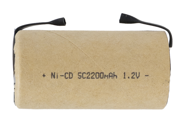 Sub C 2200 mAh NiCd Battery with Tabs (Paper Wrapped)