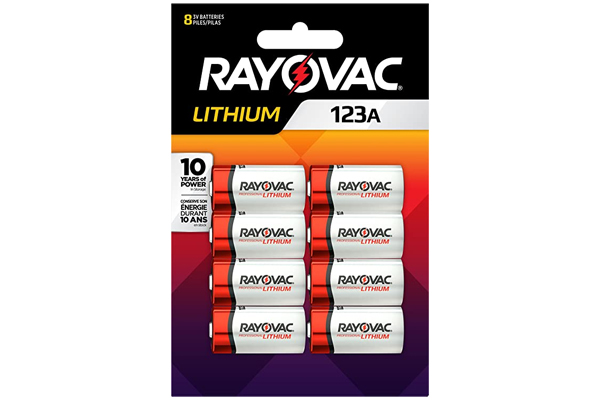 8 x Rayovac RL123A / Cr123A 3 Volt Lithium Battery (On a Card)