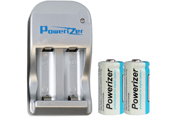 2 x 3.6 Volt Powerizer RCR123A Lithium Ion Batteries (650 mAh) + 2 Bay Powerizer Smart Charger