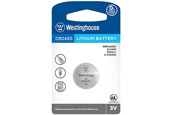 CR2450 Westinghouse 3 Volt Lithium Coin Cell Battery (On a Card)