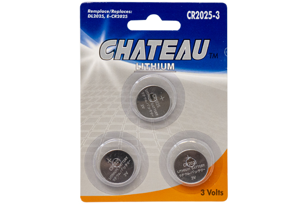 CR2025 Chateau 3 Volt Lithium Coin Cell Batteries (3 on a Card)