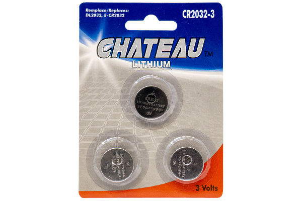 CR2032 Chateau 3 Volt Lithium Coin Cell Battery (3 On a Card)