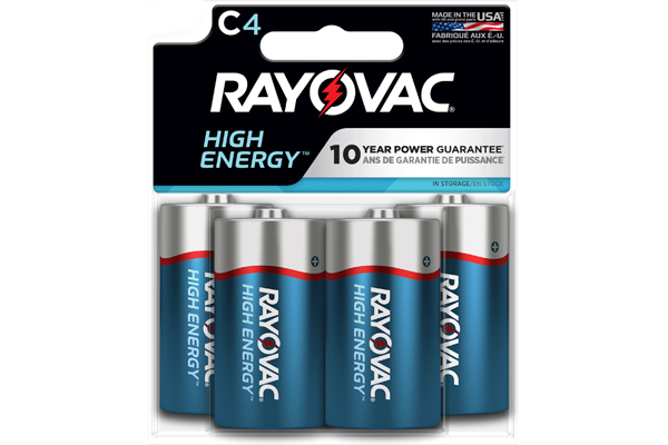 4 x C Rayovac High Energy Batteries (Carded)
